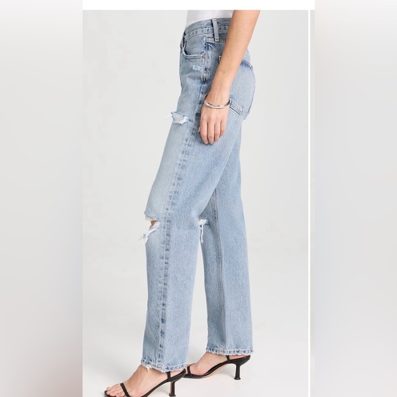 NWT AGOLDE 90s jeans loose fit threadbare size 24 new with tags - Picture 13 of 14